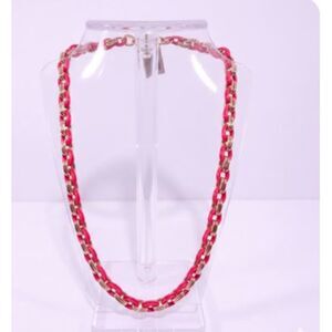 Neiman Marcus Lee Angel Gold Red Enamel Double Link Energy Necklace NWT 450